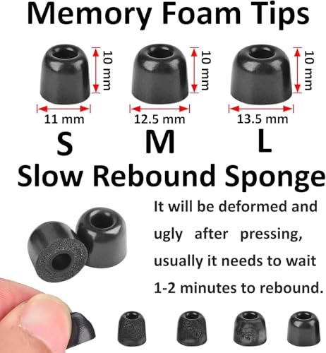 Memory Foam Ear Tips Noise Canceling Foam Eartips Ear Cap Replacement Ear Tip Compatible with KZ ZS10 Pro, Large Size 3 Pairs,Black 515 L - size: Large