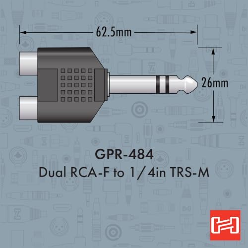 Hosa GPR-484 Adaptor, Dual RCA to 1/4 Inch TRS - size: 1 piece