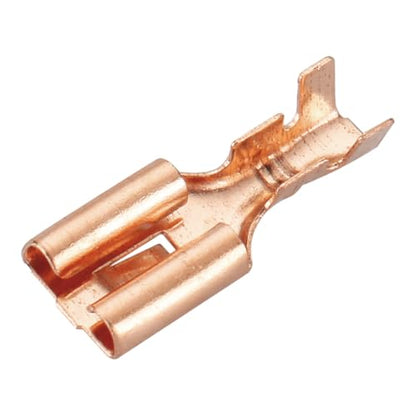 BAOMAIN 100pcs 4.8mm 0.187" Female Spade Connector Non-Insulated Terminals | Copper 0.187" Non-Insulated Female Connectors with Locking Tab for 18-16 AWG Wire,Ideal for Automotive & DIY Projects
