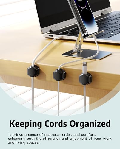 8 Pack Magnetic Cable Clips Cord Organizer-Adhesive Wire Holder, Under Desk Cord Holder Keeper for Home Office Desk Phone Car Wall Desktop Nightstand Cabinet - size: 8Pack