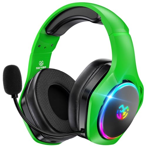 Tatybo Wireless Gaming Headset for PC, 40H Battery 7.1 Surround, USB-C | Compatible with PS5/PS4/Switch/Mac/Mobile. 360° adjustable noise-canceling mic. Low latency ideal for FPS, Battle Royale, RPG