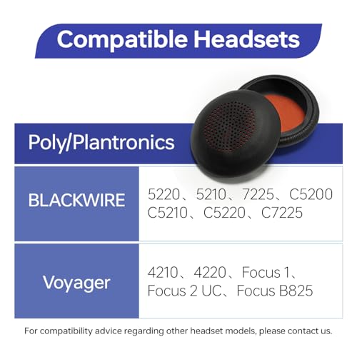 Replacement Ear Pads Cover for Plantronics Voyager Focus 1/2 UC Focus B825, Ear Cushions Cover for Poly Blackwire 5220/C5200/5210/C5210/7225/C7225/Voyager 4210/4220