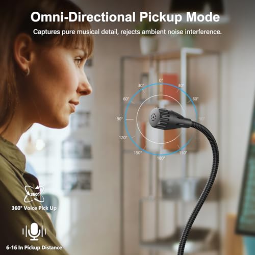 Plug & Play USB Computer Microphone, Flexible Gooseneck & Mute Button LED – Desktop Microphone for Gaming, YouTube, Streaming, Compatible with Windows/Mac (1.8m /6ft) - color: Black 1