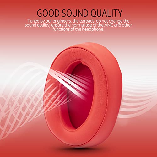 Krone Kalpasmos Replacement Earpads for Sony WH-H900N h.Ear on 2 & Sony MDR-100ABN Headphones, Sony Headphone Cushions Compatible with Sony 900N, Sony WH H900N earpads with Soft Foam Leather(Red) - color: Red