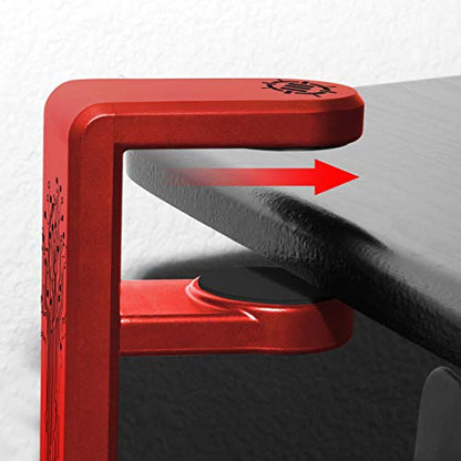 ENHANCE PC Gaming Headphone Holder - Desk Headphone Hanger Esports Headset Holder with Adjustable 360 Rotation, Under Desk Hook Clamp, Universal Fit - Built in Cable Clip Organizer - Red - color: Red