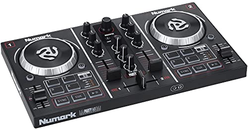 Numark Party Mix - Complete DJ Controller Set for Serato DJ with 2 Decks, Party Lights, Headphone Output, Performance Pads and Crossfader/Mixer