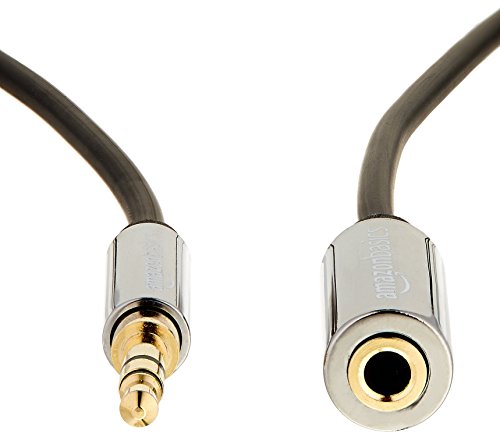 Amazon Basics 3.5mm Male to Female Stereo Audio Extension Cable for Headphones with Gold Plated Connectors, Aux Cord Extender, 25 Foot, Black
