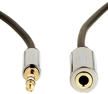 Amazon Basics 3.5mm Male to Female Stereo Audio Extension Cable for Headphones with Gold Plated Connectors, Aux Cord Extender, 25 Foot, Black
