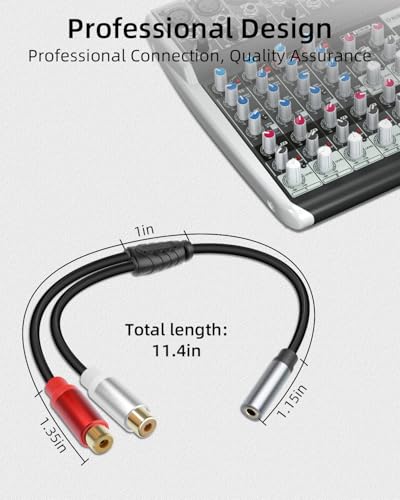 GELRHONR 3.5mm to 2 RCA Audio Cable 1FT, Short 1/8 Aux Female to 2RCA Female Adapter Cable for Smartphone, Tablet, MP3, HDTV and More, 2Pack (3.5mm F to RCA F) - color: 3.5mm F to RCA F