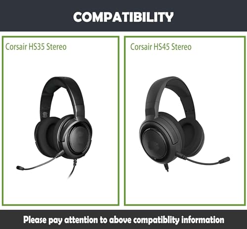 HS45 Stereo Earpads Replacement for Corsair HS35 Stereo/HS45 Stereo Gaming Headsets Ear Cushions with Protein Leather and Memory Foam
