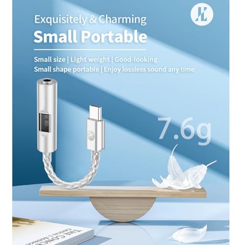 USB C to 3.5mm Audio Adapter DAC Amplifier CX31993 Chip & MAX97220 High-Performance Audio Amp for Headphones, 70mW Output, JCALLY JM6 PRO 2 AUX Dongle for iPhone, Android, PC