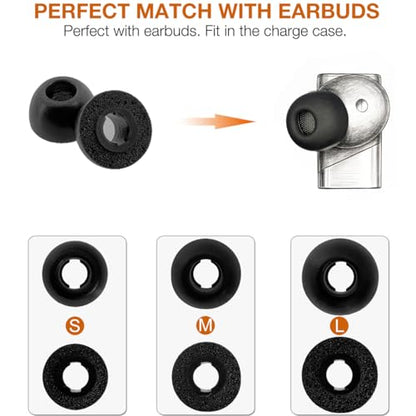 Replacement Memory Foam Eartips for Status Earbuds,6 Pairs,Black | Compatible with Status Pro X / Status Audio Between Pro / Between 3ANC Onyx / 3ANC Bone Earbuds,Ear Tips Earpad