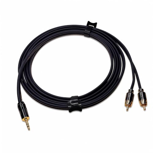 3.5mm to RCA Cable 10FT — OFC Gold-Plated 1/8 Inch Stereo Aux Y Splitter Cord for iPhone iPad Android Laptop to Car Stereo Home Theater Amplifier Receiver Speaker