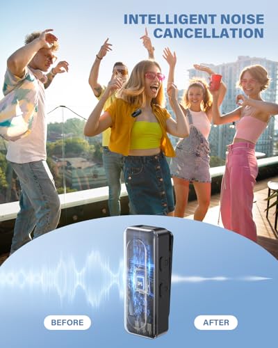 Wireless Lavalier Microphone for iPhone, Android & Laptops, Noise Cancellation, Auto Pairing, 24H Battery Life with Charging Case, USB C Mini Microphone for Vlogs, Interview, Podcasts, Live Streaming