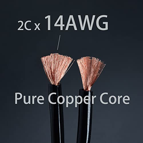 Arklove 1pcs 25ft 14awg Premium Heavy Duty Braided Wire Dual Banana to Y-Type Gold Plated Plug Speaker Cable OFC Oxygen-Free Copper - size: 25ft