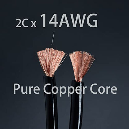 Arklove 1pcs 15ft 14awg Premium Heavy Duty Braided Wire Dual Banana to Y-Type Gold Plated Plug Speaker Cable OFC Oxygen-Free Copper - size: 15ft