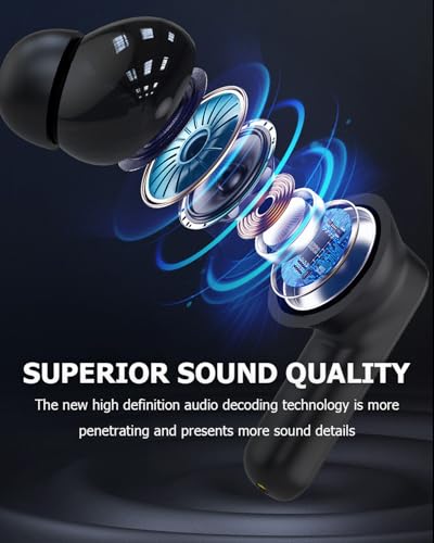 Wireless Touchscreen Earbuds with Smart Touch Screen Case - True Wireless Bluetooth ANC Active Noise Cancelling Earbuds - Blue Tooth Earphones for iPhone Android In Ear Headphones - color: Black, style: Normal