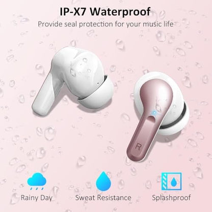 Wireless Earbuds, Bluetooth 5.3 Headphones NEW Ear Buds 40H Bass Stereo - color: Rosegold