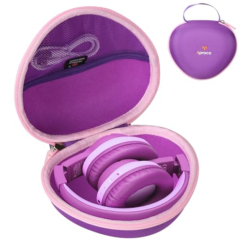 Aproca Case Compatible with iClever BTH12 HS19 BTH26 / AILIHEN I35 Kids Bluetooth Headphones, Storage Hard Bag -Purple with Pink (Case Only) - color: Purple with Pink