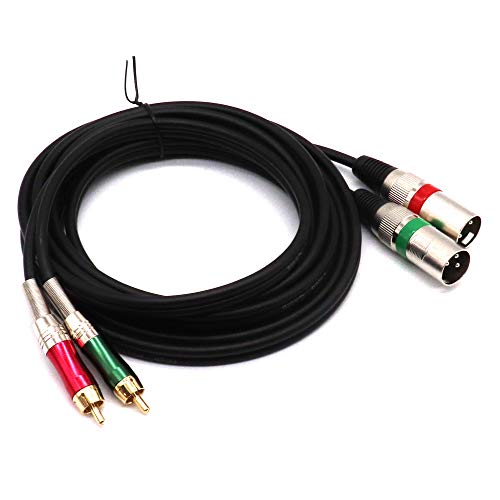 Dual XLR to RCA Cable,2 XLR Male to 2 RCA Phono Plug HiFi Audio Cable for Amplifier Mixer Microphone Patch Cable (10FT/3M) - color: 3m (2XLR-2RCA)