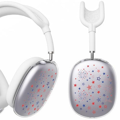 for AirPods Max 2/1 Headphones 4th of July Patriotic Ear Covers | America Stars Clear Ear Cups Cover | White Silicone Ear Pad Case Headband Cover for Apple AirPods Max 2/1 (2026/2024/2020) - color: America Stars D