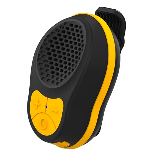 STDFORU Wearable Bluetooth Speaker Clip On, Waterproof Bluetooth Speaker, Mini Portable Speaker with Microphone for Workout Running Up to 24H Playtime (Black+Yellow)