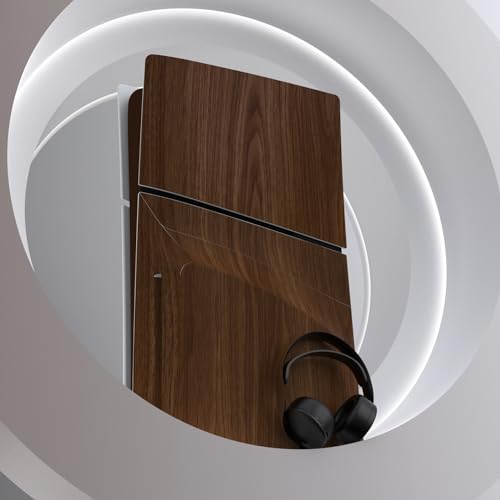 PlayVital Full Set Skin Sticker for ps5 Slim Console Disc Edition (The New Smaller Design), Vinyl Skin Decal Cover for ps5 Controller & Headset & Charging Station & Media Remote - Wood Grain - color: Wood Grain