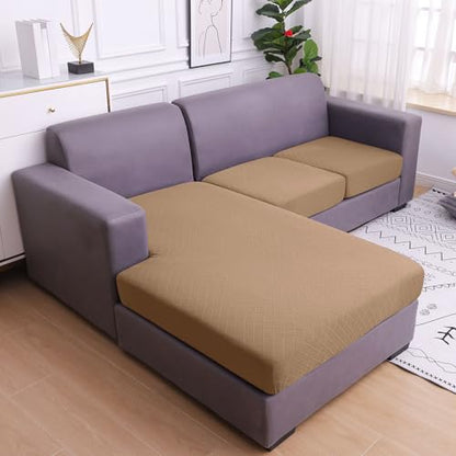 Jacquard Couch Cushion Covers, L Shape Sectional Sofa Slipcovers | Diamond Lattice, L Shape Sectional Fit, Washable, Chaise Cushion Cover, Sofa Protection (1 Piece for Chaise XL) - color: Camel, size: Chaise XL (1 Piece)