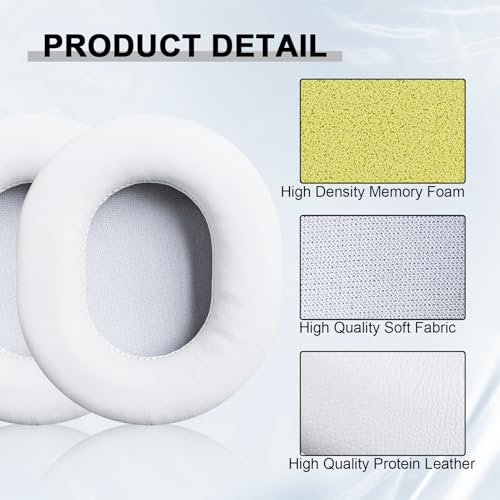 Replacement Ear Pads for Audio Technica ATH M50X M50XBT M50RD M40X M30X M20X MSR7 SX1 Monitor Headphones, Headset Ear Cushions, Headset Earpads, Ear Cups Cover (White) - color: White