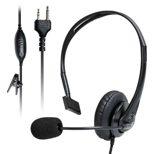 Two Way Radio Small Earmuff One-sided Headband Headphone Walkie Talkie Ear Piece Earpiece Over-ear Headset Boom Mic Microphone for Midland t51x3vp3 x-talker biztalk br200 br180a br200x6bgc gxt lxt