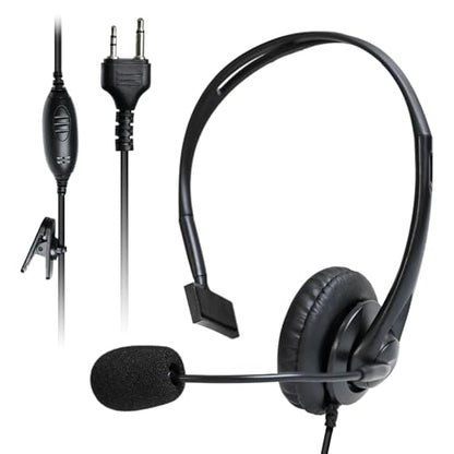 Two Way Radio Small Earmuff One-sided Headband Headphone Walkie Talkie Ear Piece Earpiece Over-ear Headset Boom Mic Microphone for Midland t51x3vp3 x-talker biztalk br200 br180a br200x6bgc gxt lxt