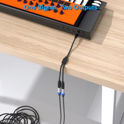 1/4" TRS Splitter Y Cable 1FT,6.35mm Stereo Male to Dual TRS Female Adapter | 1 in 2 Out Cord for Mixer,Audio Interface,Keyboard,Amplifier/Amp,Headphone,Powered Speaker/Monitor,Recorder,Synthesizer,Piano