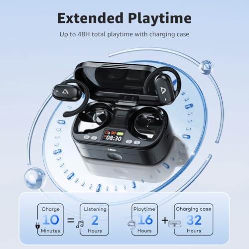 1Mii Open Ear Headphones with Rotatable Earhooks & Organizer Box - color: Black