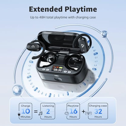 1Mii Open Ear Headphones with Rotatable Earhooks & Organizer Box - color: Black
