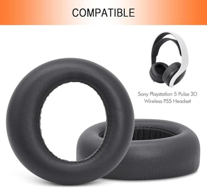 PS5 Ear Pads Replacement, Earpad for Sony PlayStation 5 Pulse 3D Wireless | Protein Leather PS 5 Headset Covers with Memory Foam (Black) - color: Black-Leather