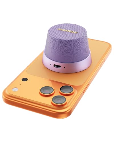 MOMAX Magnetic Portable Wireless Speaker, Enhanced Bass & Clear Sound | IPX6 Waterproof with Aluminum Alloy Design & 12H Playtime for Travel, Shower, Kitchen & More - color: Purple