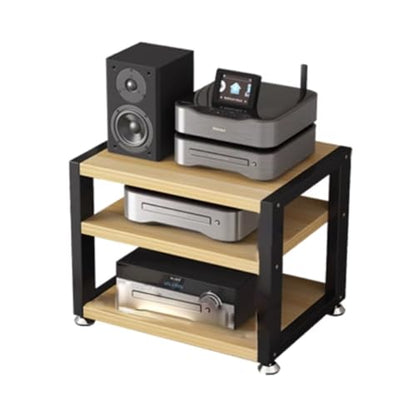 UrbanUp Audio Cabinet Rack Small Space Saving Stereo Cabinet Audio Rack Tower, Lightweight AV Media Stand for Electronics, Wood Texture Router Modem Organizer(3 Tier) - size: 3 Tier