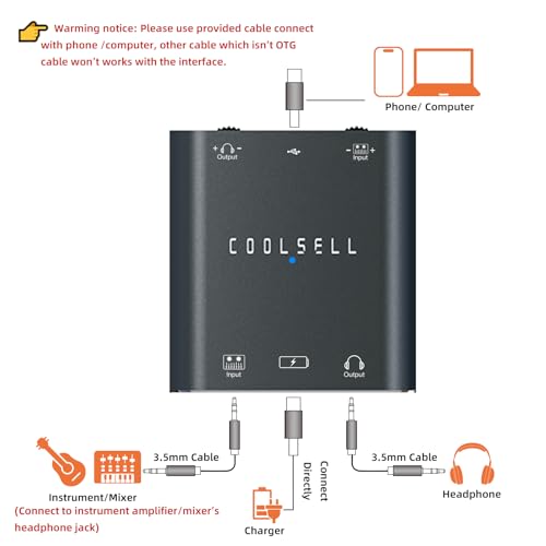 Portable Audio Interface, Stereo 24Bit/192kHz USB C and iPhone Interface | 24bit/192kHz sampling rate, Hi-Fi audio quality, Dual gain dial, Compatible with mixer/sound card for podcaster and creator - color: Space Gray