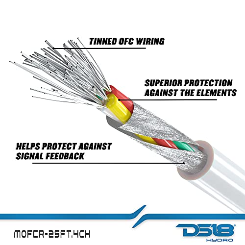 DS18 MOFCR-25FT 4 Channels OFC Marine RCA Audio Stereo Cable - 25 Feet - style: 25 Ft 4 Channel