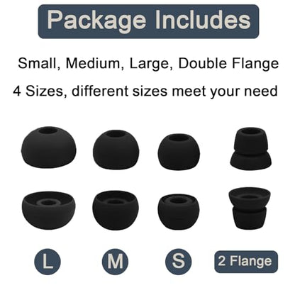 Replacement Eartips Compatible with Powerbeats 3 Powerbeats 2/1, 4 Pairs Replacement Earbuds Silicone Ear Tips Eargels Set - Small, Medium, Large and Double Flange (Black) - color: black