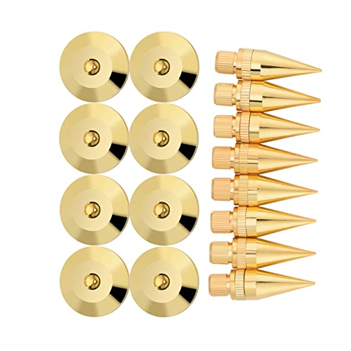 Speaker Spike Pad Kit,8 Pairs 6 X 36 mm Copper Speaker Spike Isolation Stand with Base Pad Feet Mat for Speaker, Amplifier, CD DVD Player, Turntable Recorder,Instrument