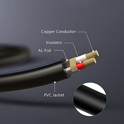 Tan QY RCA to 1/4 Cable 10Ft,Dual 1/4 inch 2 x 6.35mm TS Mono Male Jack to Dual RCA Male Audio Cable, for Phono Microphone Mic Mixer Amplifier,RCA Audio Wire Cords, Interconnect Cable (3M/10Ft) - size: 3M/10Ft