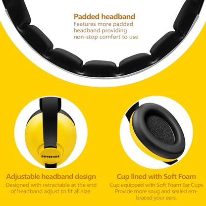 BBTKCARE Baby Ear Protection - Noise Reduction Earmuffs 3-36 Months - Comfortable Baby Headphones Against Hearing Damage & Improves Sleep - Yellow - color: Yellow