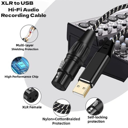 XLR Female to USB-A Recording Cable, USB Microphone Cable - 3M/10FT - size: 10FT