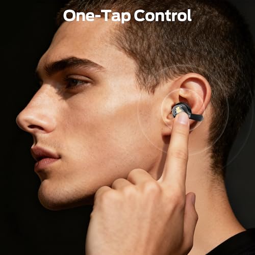 Monster AC225 Open Ear Earbuds, Stereo Sound, Bluetooth 6.0 Open Ear Headphones, Lightweight Comfort Clip-On Earbuds with ENC Mic for Clear Calls, 36H Playtime, Touch Control, IPX6 Waterproof, Black