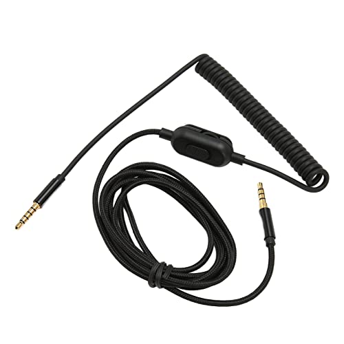 Replacement Headphone Cable Coiled Aux Cord for Astro A30 6.6ft Adjustable Volume Replacement Sound Spring Cable 3.5mm Plugs Upgrade Headphone Audio Cable Gold
