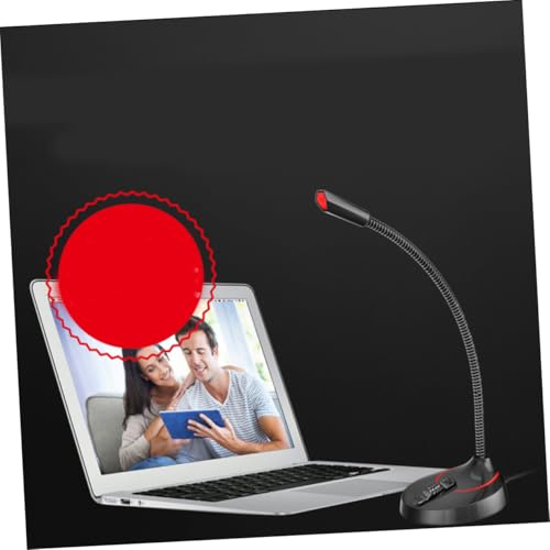 Hemoton Portable Microphone Stand Gooseneck Round Base Desktop Bracket for Online Meetings and Broadcasts Black Version