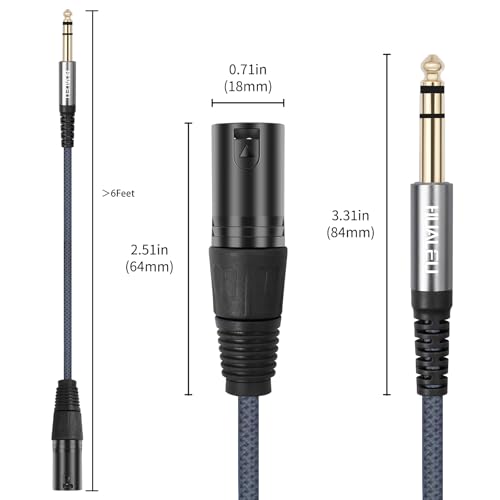 6Feet 1/4 TRS to 3Pin XLR Male Auido Cable,6.35mm TRS to XLR Male Braid Quarter inch Balanced Audio Cable for Mixer Power Amplifier-2Pack - color: 1/4 TRS To XLR M, size: 6feet(2pack)