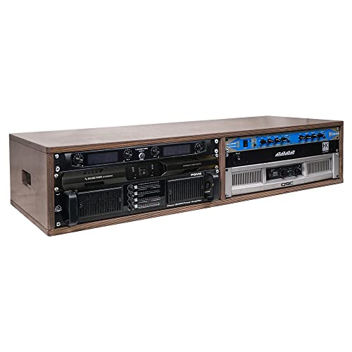Sound Town DIY 2 x 4U Studio Rack with Baltic Birch Plywood, Weathered Brown for Recording Room, Home Studio (SDRK-D4B) - size: 2 x 4U, Weathered Brown
