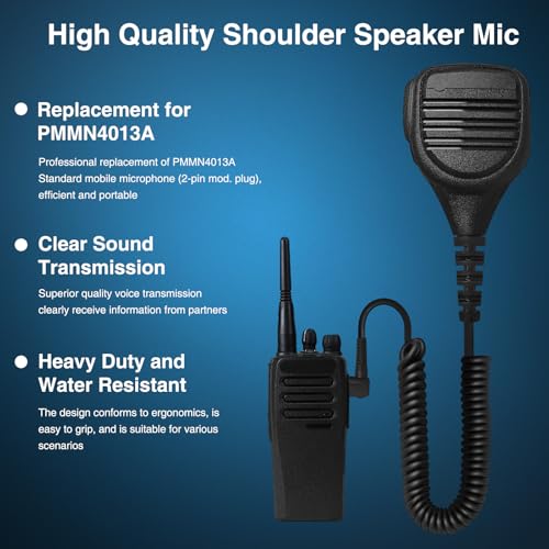 PMMN4013a PMMN4013 Speaker Microphone for Motorola R2 CP200 CP200D | Shoulder Mic with 3.5 mm Jack for CP100D CP185 BPR40D BPR40 PR400 CLS1110 CLS1410 CLS1110 RDU4100 RMU2040